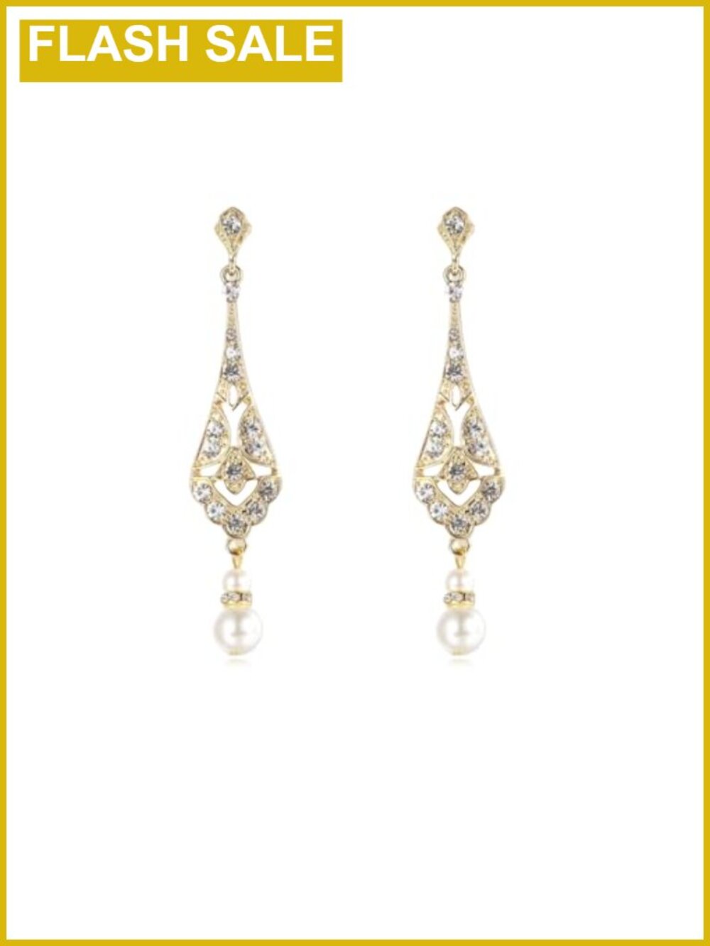 1920s Vintage Pearl Teardrop Dangle Earrings Rhinestone Art Deco Gatsby Wedding